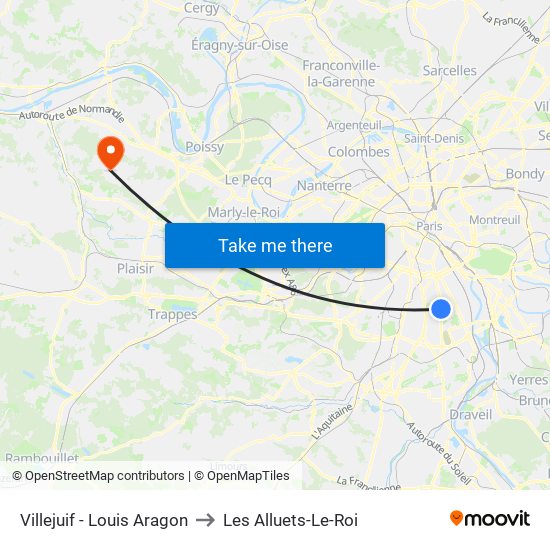 Villejuif - Louis Aragon to Les Alluets-Le-Roi map