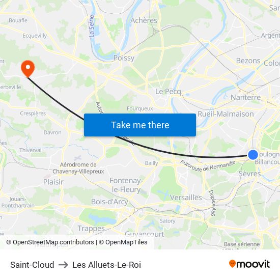 Saint-Cloud to Les Alluets-Le-Roi map
