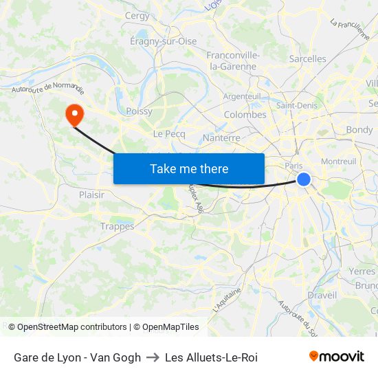 Gare de Lyon - Van Gogh to Les Alluets-Le-Roi map