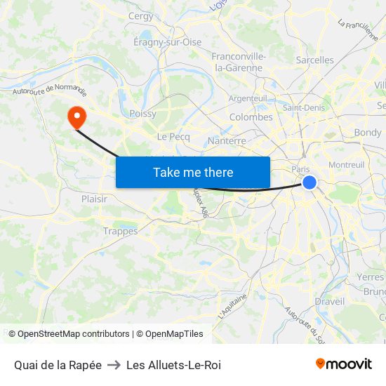 Quai de la Rapée to Les Alluets-Le-Roi map