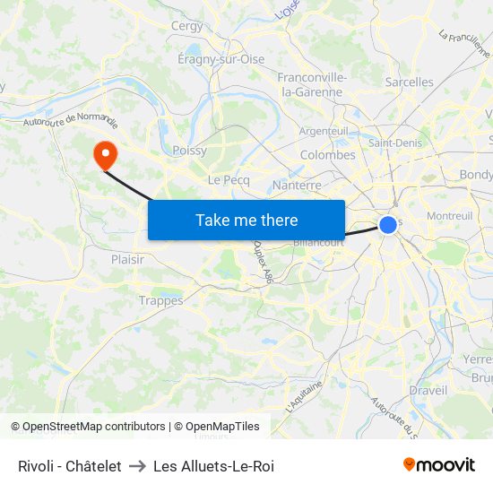 Rivoli - Châtelet to Les Alluets-Le-Roi map