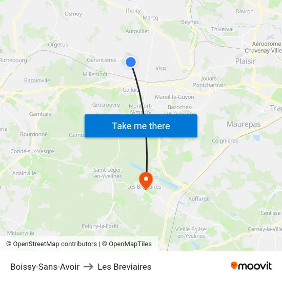 Boissy-Sans-Avoir to Les Breviaires map