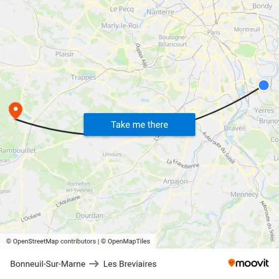Bonneuil-Sur-Marne to Les Breviaires map