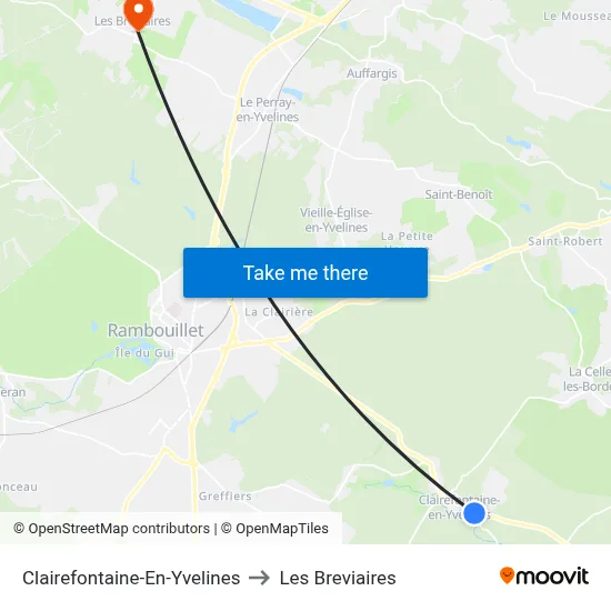 Clairefontaine-En-Yvelines to Les Breviaires map