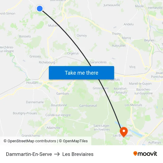 Dammartin-En-Serve to Les Breviaires map