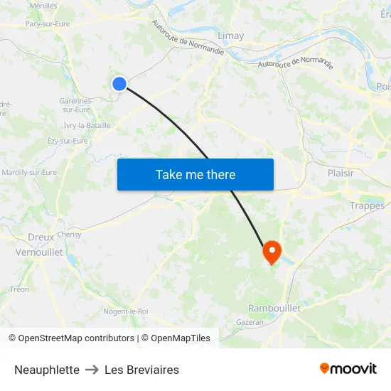Neauphlette to Les Breviaires map