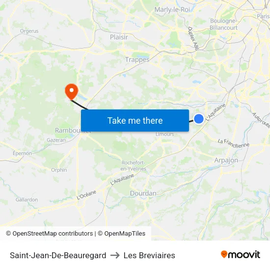 Saint-Jean-De-Beauregard to Les Breviaires map
