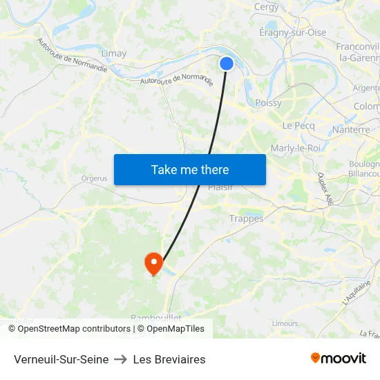 Verneuil-Sur-Seine to Les Breviaires map