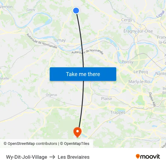 Wy-Dit-Joli-Village to Les Breviaires map
