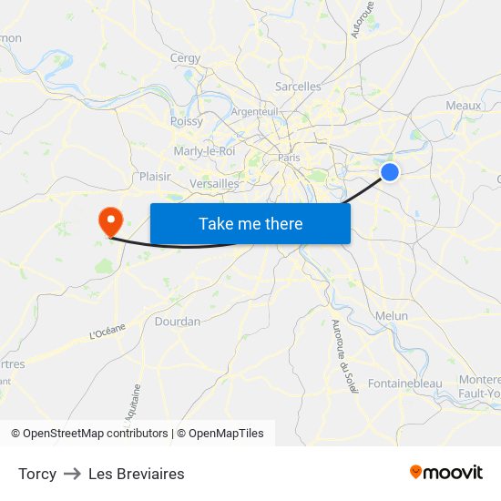 Torcy to Les Breviaires map