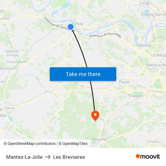 Mantes-La-Jolie to Les Breviaires map