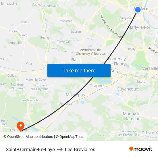 Saint-Germain-En-Laye to Les Breviaires map