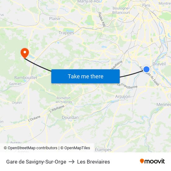 Gare de Savigny-Sur-Orge to Les Breviaires map