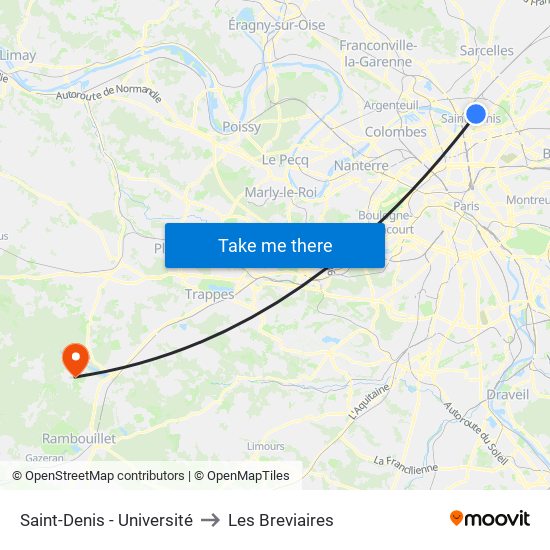 Saint-Denis - Université to Les Breviaires map