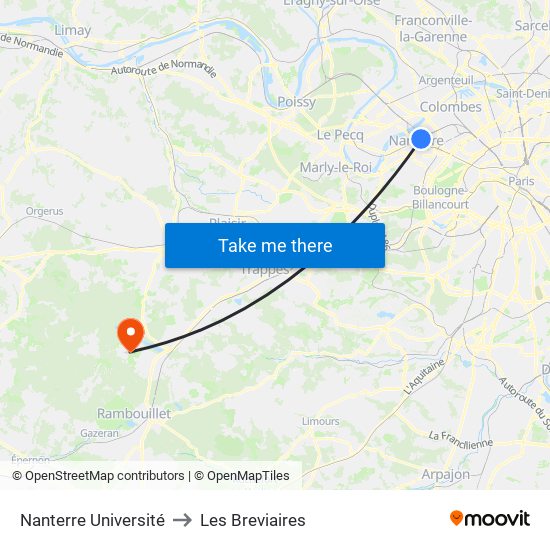 Nanterre Université to Les Breviaires map