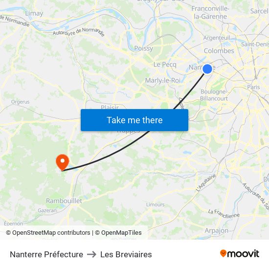 Nanterre Préfecture to Les Breviaires map