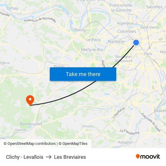 Clichy - Levallois to Les Breviaires map