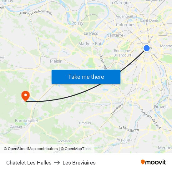 Châtelet Les Halles to Les Breviaires map
