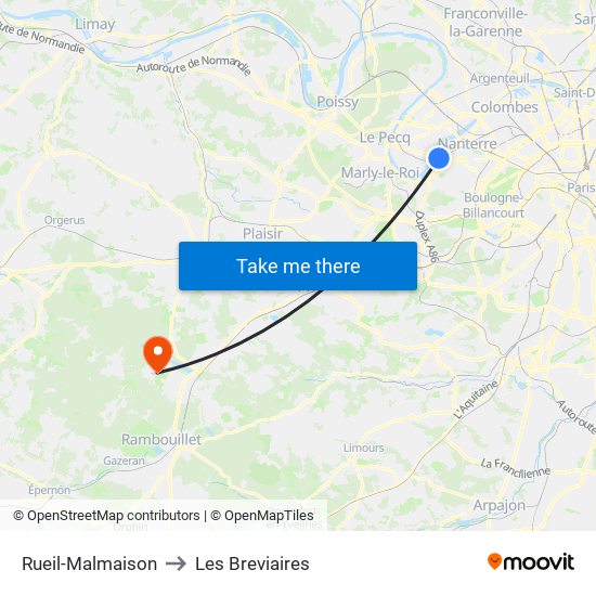 Rueil-Malmaison to Les Breviaires map
