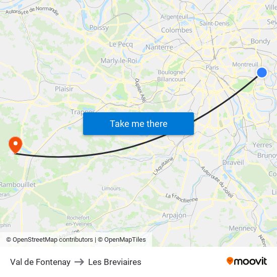 Val de Fontenay to Les Breviaires map