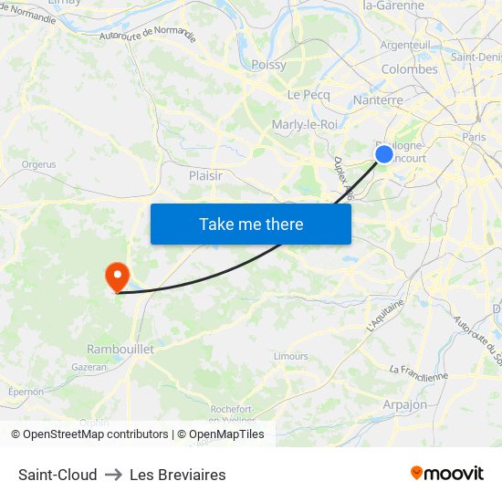 Saint-Cloud to Les Breviaires map