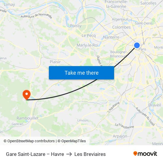 Gare Saint-Lazare – Havre to Les Breviaires map