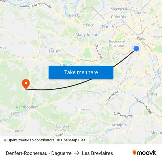 Denfert-Rochereau - Daguerre to Les Breviaires map