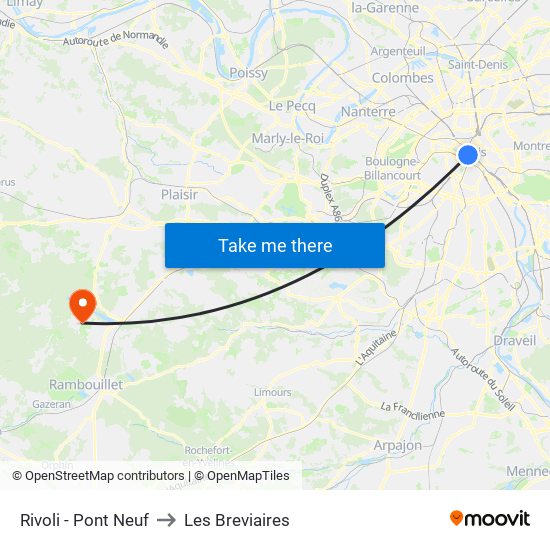 Rivoli - Pont Neuf to Les Breviaires map