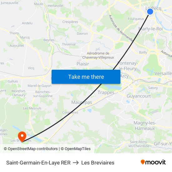 Saint-Germain-En-Laye RER to Les Breviaires map