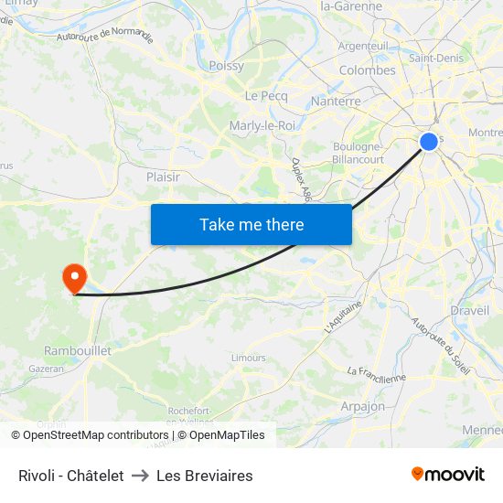 Rivoli - Châtelet to Les Breviaires map