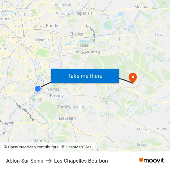 Ablon-Sur-Seine to Les Chapelles-Bourbon map
