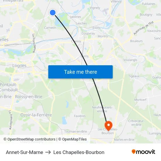 Annet-Sur-Marne to Les Chapelles-Bourbon map