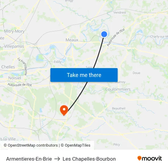 Armentieres-En-Brie to Les Chapelles-Bourbon map