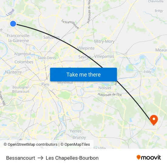 Bessancourt to Les Chapelles-Bourbon map