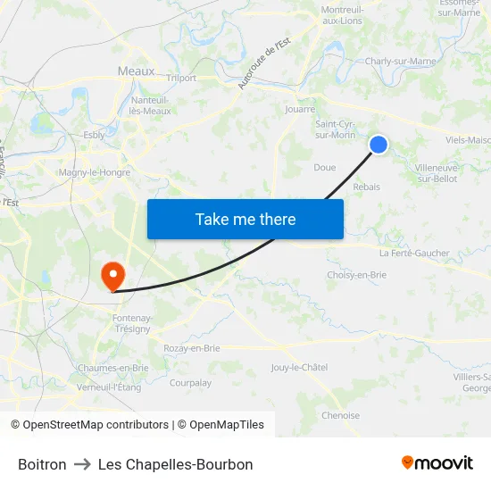 Boitron to Les Chapelles-Bourbon map