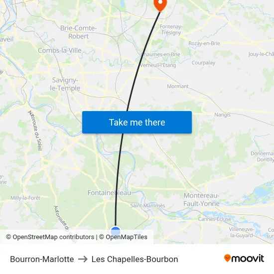 Bourron-Marlotte to Les Chapelles-Bourbon map