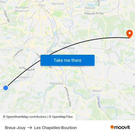 Breux-Jouy to Les Chapelles-Bourbon map