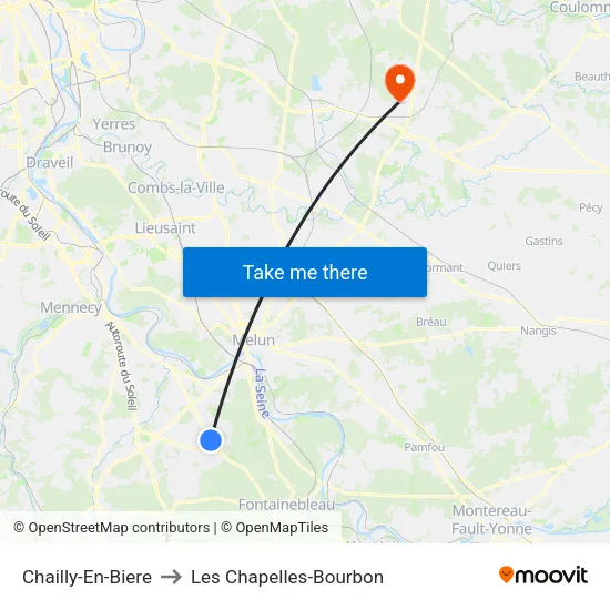 Chailly-En-Biere to Les Chapelles-Bourbon map
