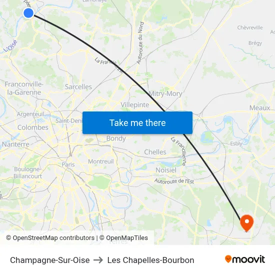 Champagne-Sur-Oise to Les Chapelles-Bourbon map