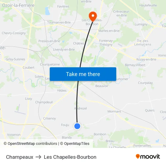 Champeaux to Les Chapelles-Bourbon map