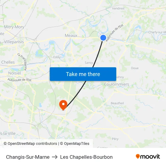Changis-Sur-Marne to Les Chapelles-Bourbon map