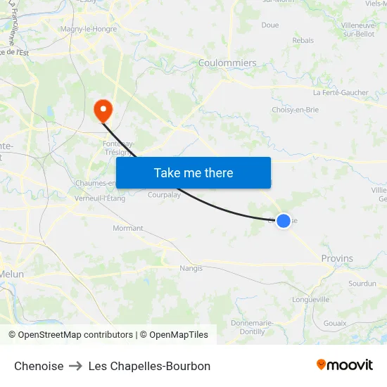 Chenoise to Les Chapelles-Bourbon map