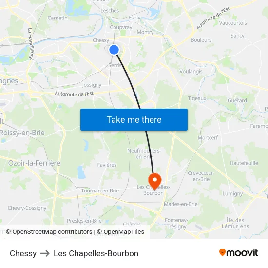 Chessy to Les Chapelles-Bourbon map