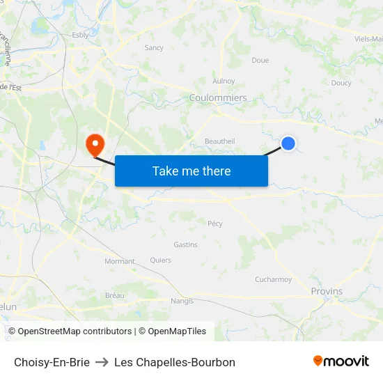 Choisy-En-Brie to Les Chapelles-Bourbon map