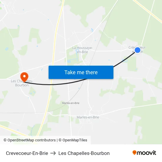 Crevecoeur-En-Brie to Les Chapelles-Bourbon map