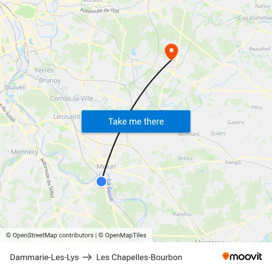 Dammarie-Les-Lys to Les Chapelles-Bourbon map