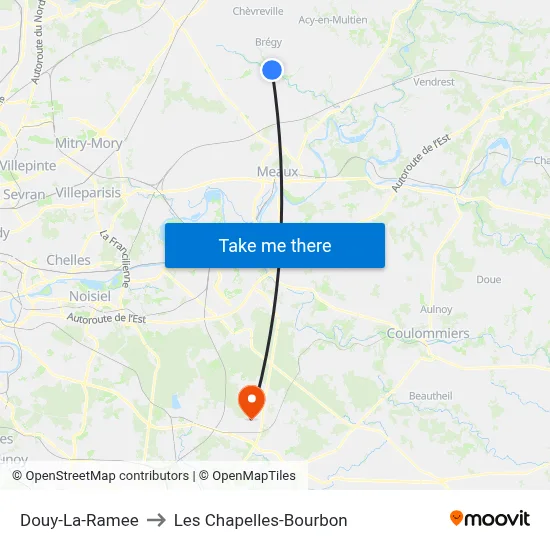 Douy-La-Ramee to Les Chapelles-Bourbon map