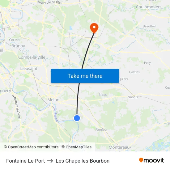 Fontaine-Le-Port to Les Chapelles-Bourbon map