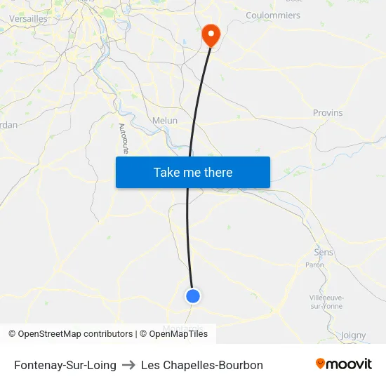 Fontenay-Sur-Loing to Les Chapelles-Bourbon map