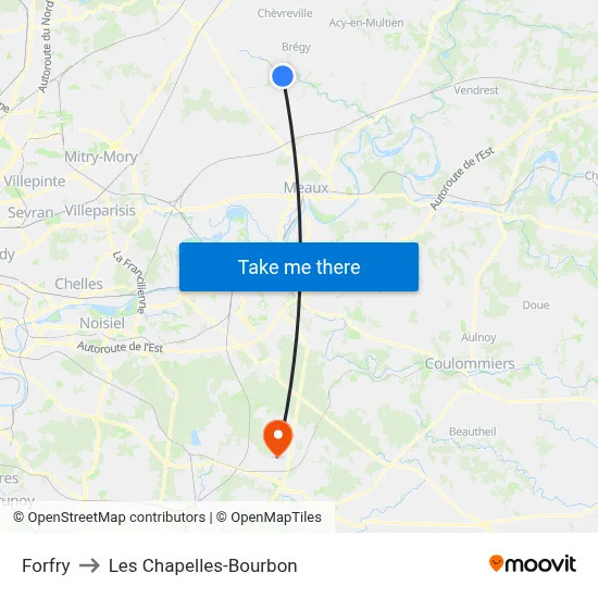 Forfry to Les Chapelles-Bourbon map